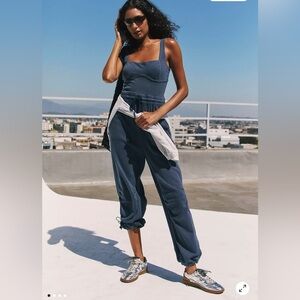 Free People Inbound Onesie Blue Jogger Jumpsuit